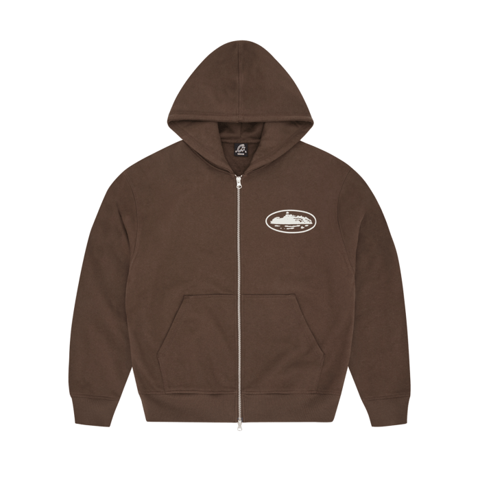 ISLAND PUFF PRINT ZIP HOODIE [BROWN]