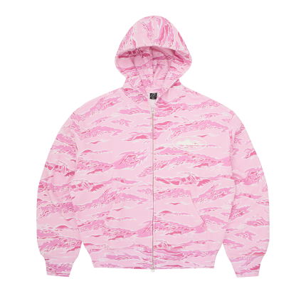 Island Puff Print Zip Hoodie [Pink Tiger Camo]