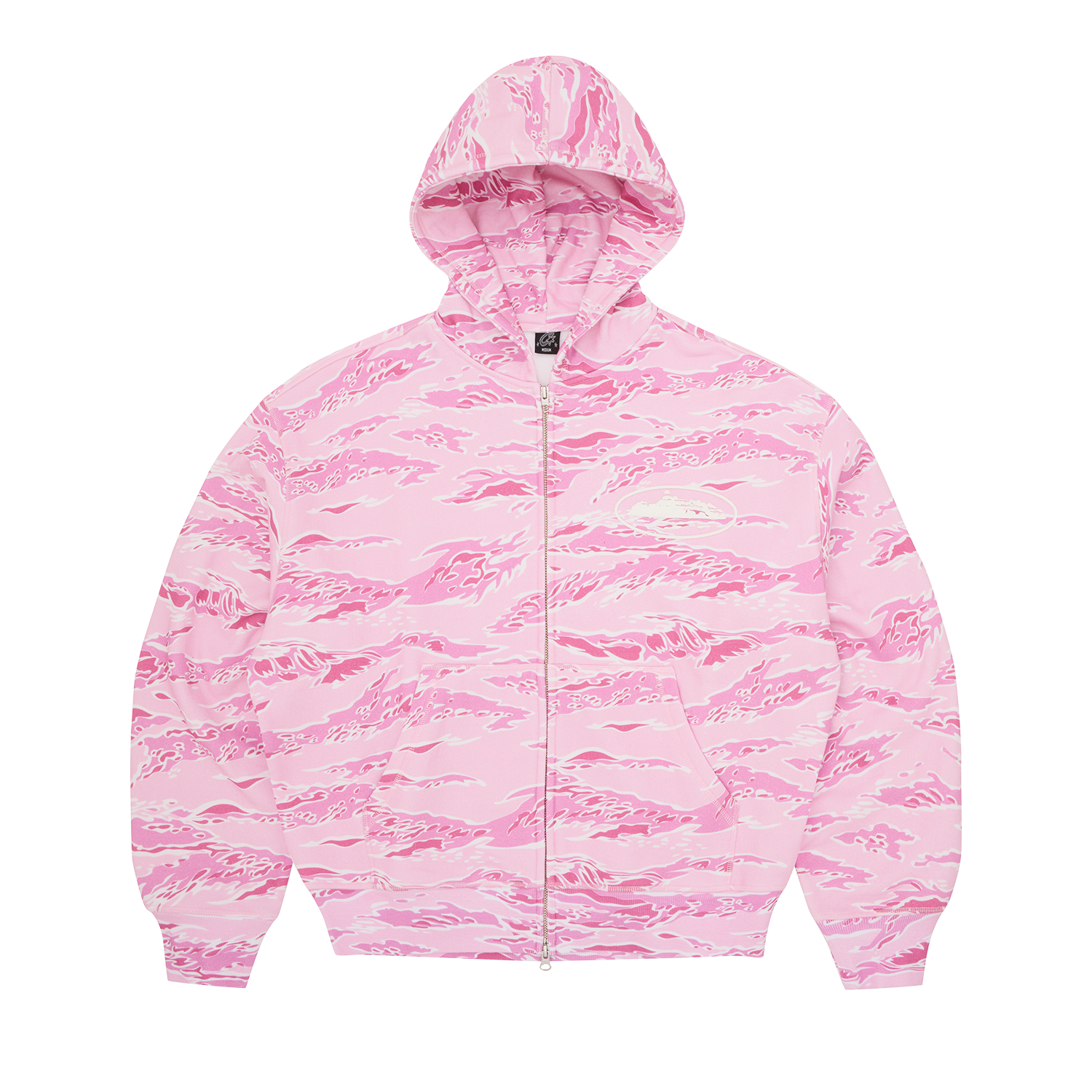 Island Puff Print Zip Hoodie [Pink Tiger Camo]