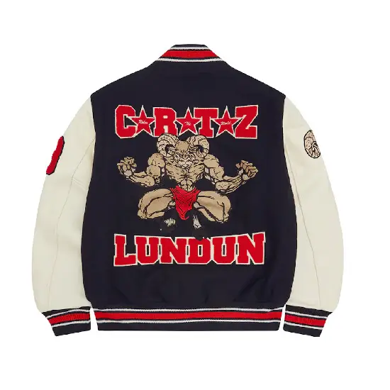 Corteiz Goat Varsity Jacket Navy 1