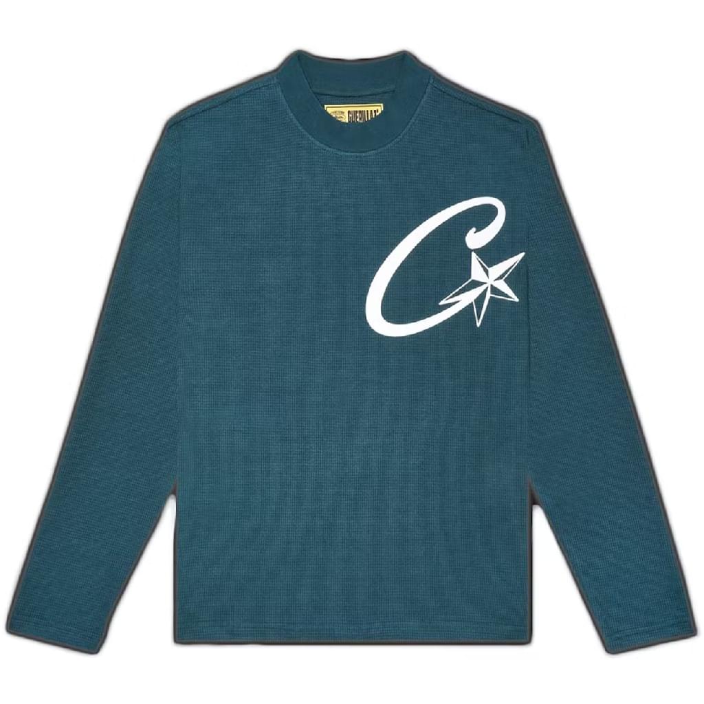 Corteiz-C-Starz-Longsleeve-Waffle-T-Shirt-Green-Teal Corteiz C Starz Long sleeve Waffle Sweatshirt Green Teal
