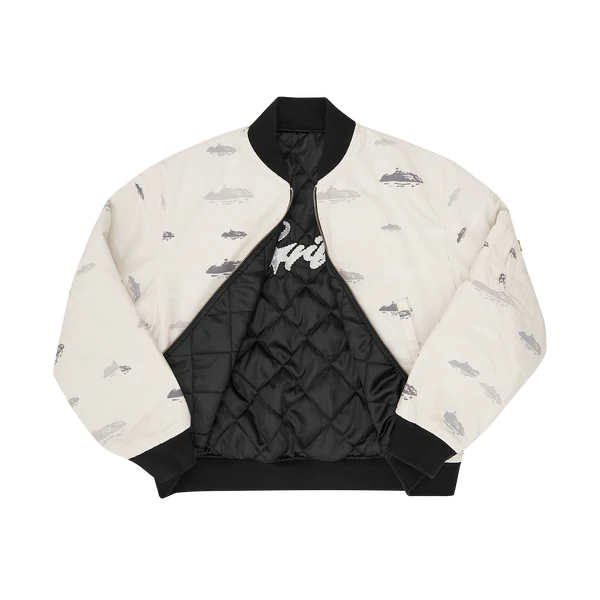 Corteiz REVERSIBLE BOMBER JACKET OFFWHITE BLACK