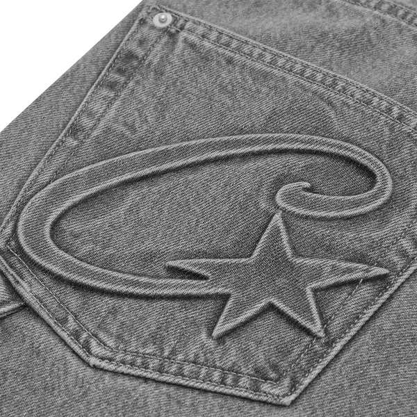 CORTEIZ EMBOSSED C-STAR DENIM WORK PANT [GREY]