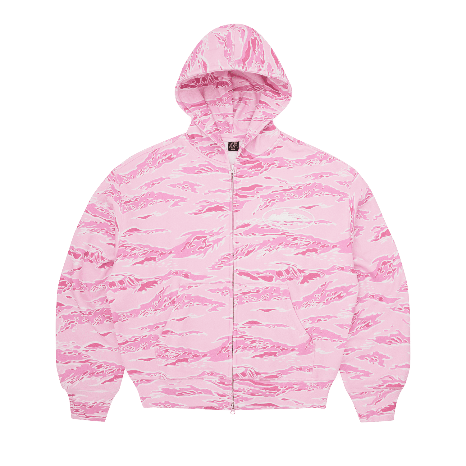 Island Puff Print Zip Hoodie [Pink Tiger Camo]
