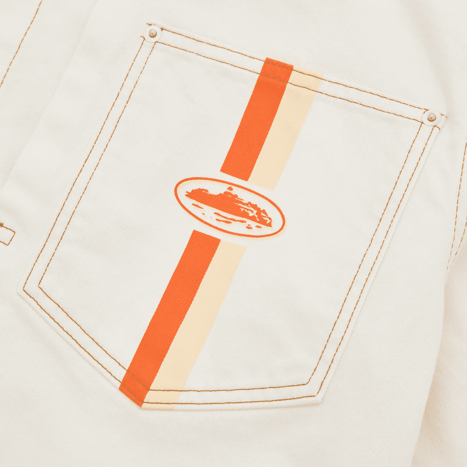 DUAL STRIPE BAGGY JEANS OFF WHITE