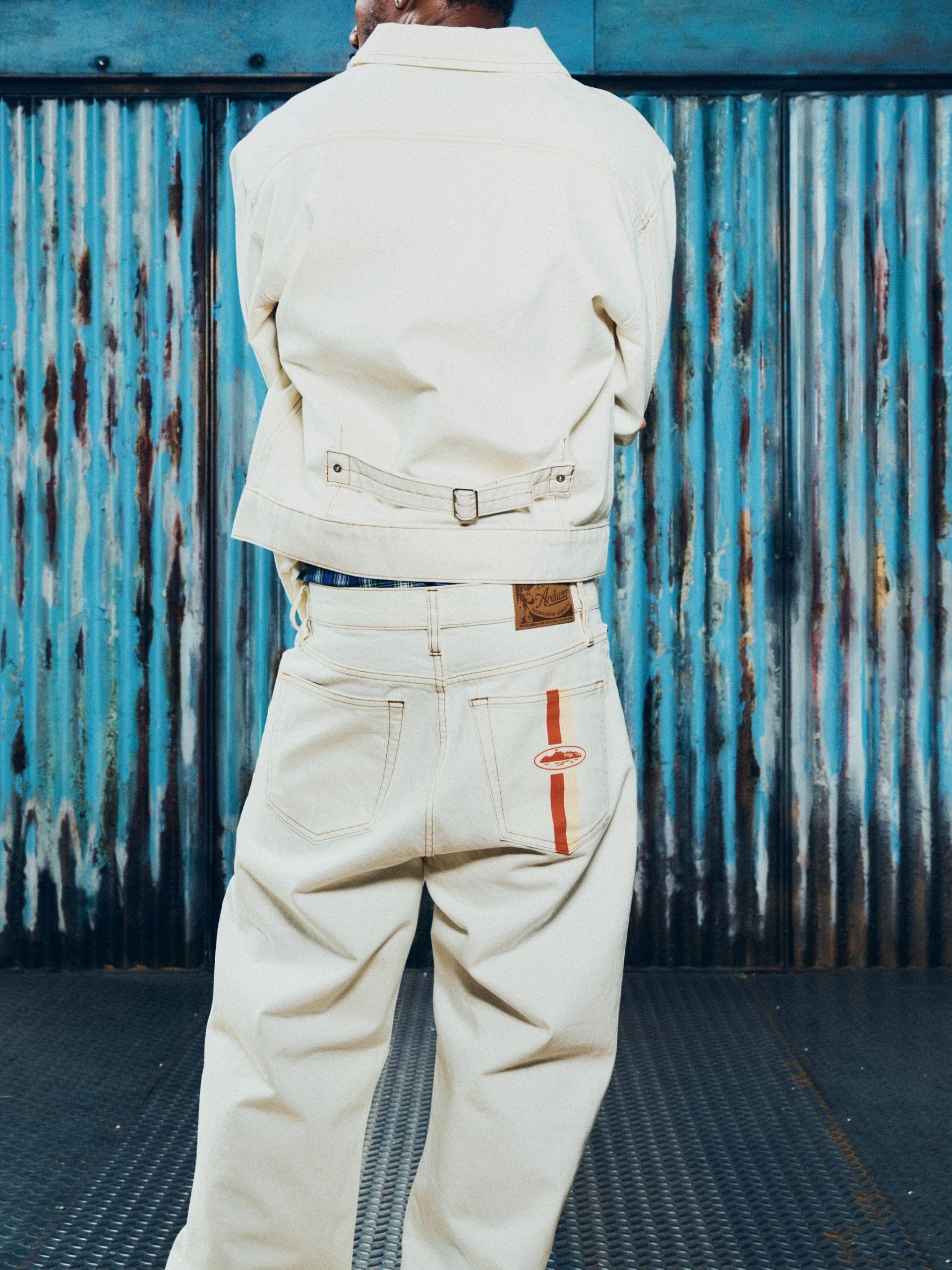 DUAL STRIPE BAGGY JEANS OFF WHITE